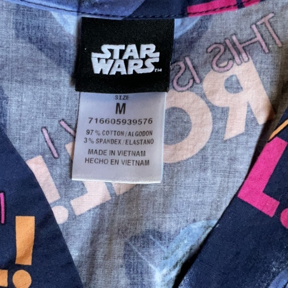 Star Wars Unisex Uniform Colorful Graphic Print Scrub Top Size M - Picture 8 of 8